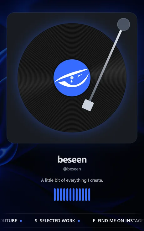 The example page on Vinyl, a Premium layout, with its own tab icon and no BeSeen.bio in the tab title